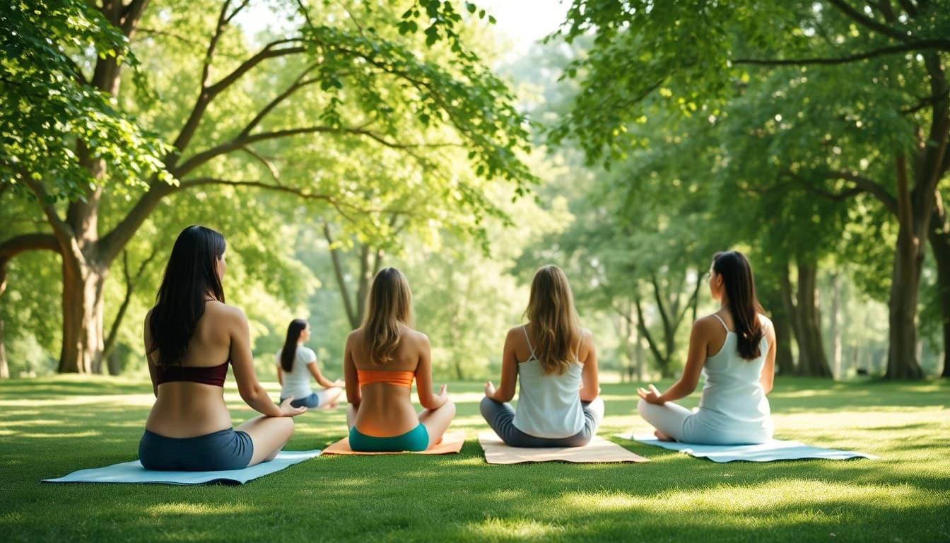 Engaging meditation therapy for mental wellness in a serene outdoor setting.