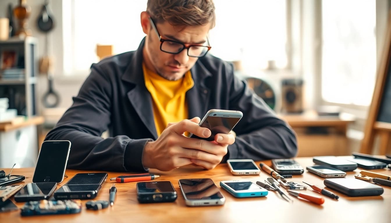 Sell My Old Phone inspected by a skilled technician in a professional workshop.