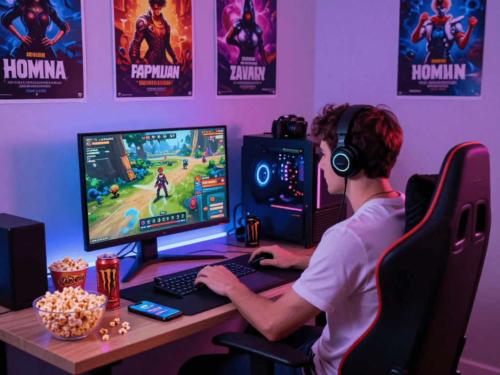 Interactive online gaming setup showcasing popular porn games HTML on vibrant display.