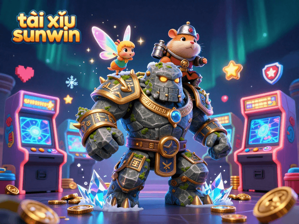 Experience the thrills of tài xỉu sunwin as a stone golem guardian and magical companions embark on a colorful adventure!