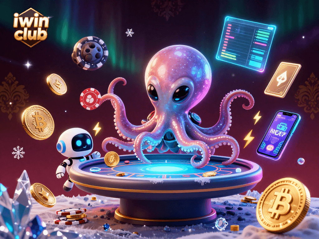 Experience the excitement of iwin club with a vibrant alien poker scene filled with crypto elements.
