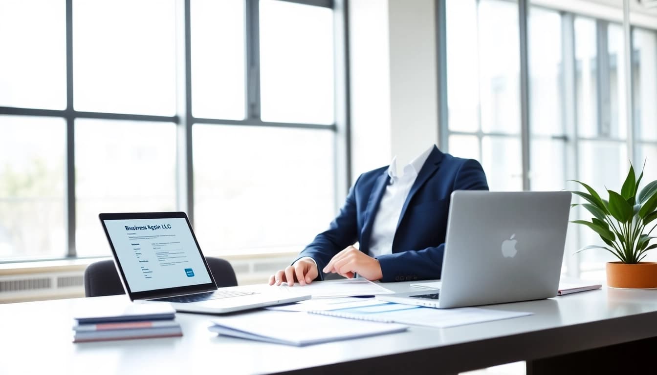 Register LLC in the US with confidence in a modern office setting.