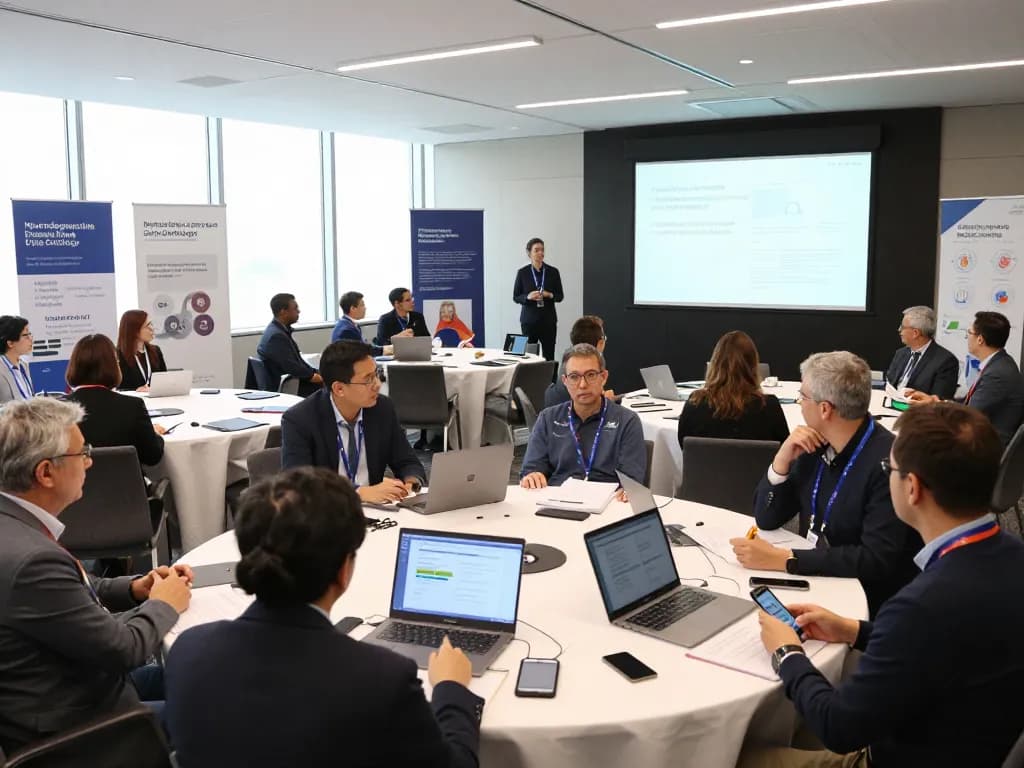 Conference attendees engaged in discussion on neurodegenerative diseases at https://nddo.org, with presentations on innovative treatments.