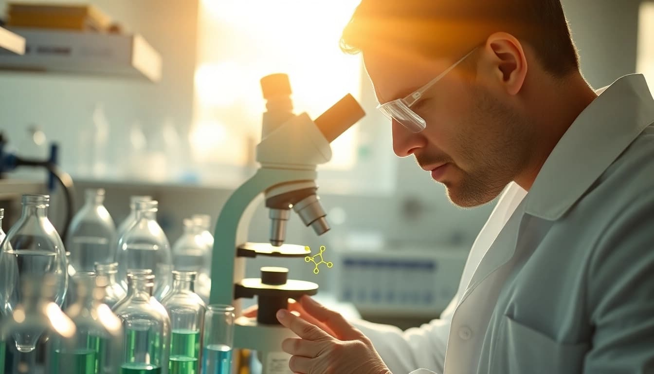 Analyze peptides UK in a laboratory, showcasing scientific research and innovation.