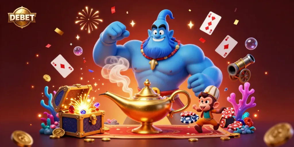 Experience exciting gameplay at DEBET with a charming genie and magical casino elements!