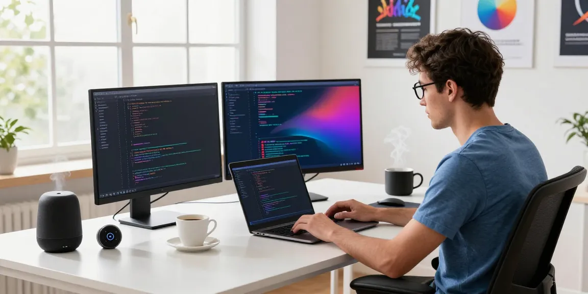 Developer showcasing instant indexing solutions in a tech workspace
