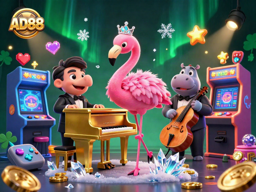 Experience thrilling gaming at AD88 with vibrant casino characters and rich casino elements.