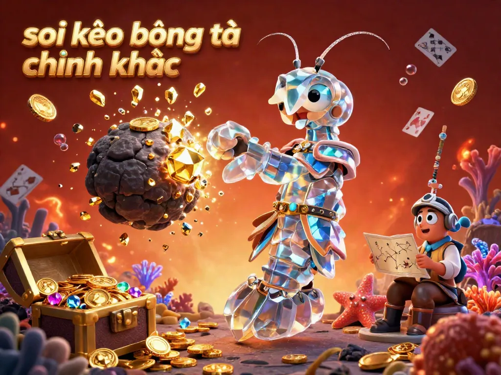 Soi kèo bóng đá chính xác in a vibrant underwater scene filled with treasure, gems, and playful elements.