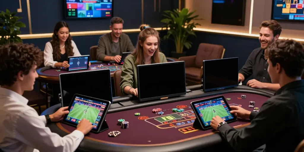 Exciting online betting experience at VIN88 showing diverse players enjoying sports and casino games.