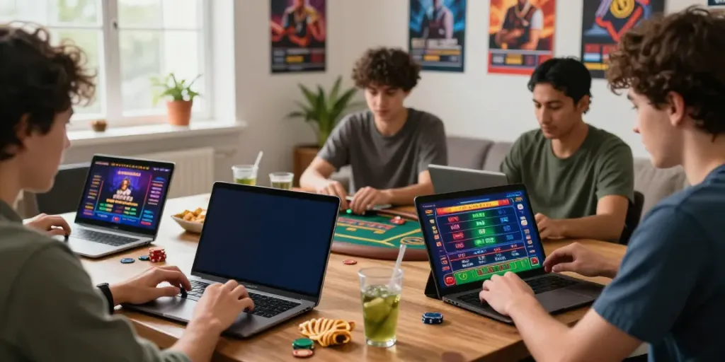 Exploring online gaming at https://lu88.vote/ with players engaged in sports betting and casino games.