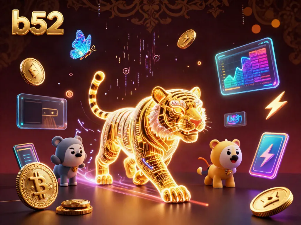 Experience the thrill of playing at b52 with a golden tiger in a vibrant casino landscape.