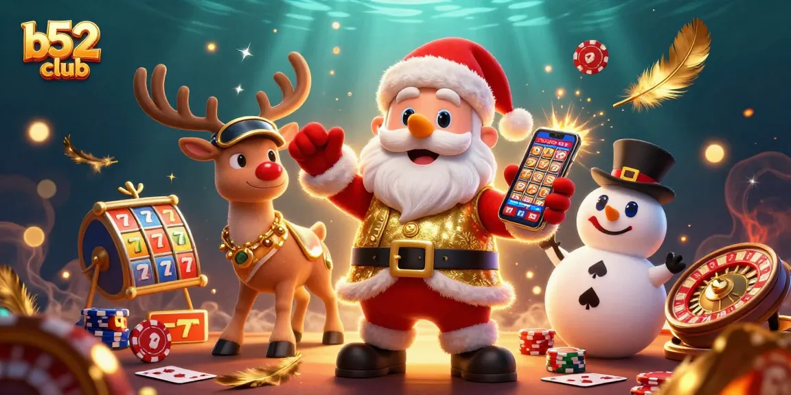 Experience thrilling games at b52club with Santa and friends in a vibrant casino scene.