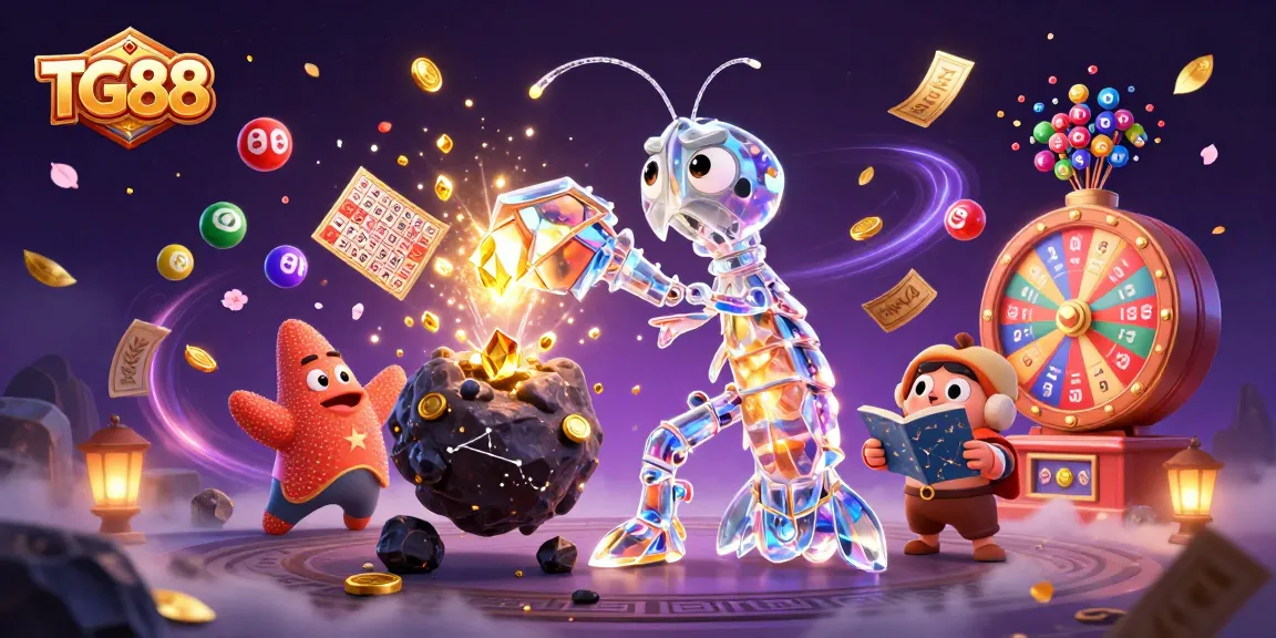 Experience excitement at TG88 with a vibrant casino scene filled with colorful elements and dynamic action.