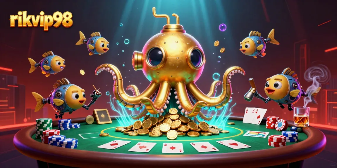 Experience thrilling gameplay at rikvip98 with a vibrant 3D illustration of immersive casino elements.