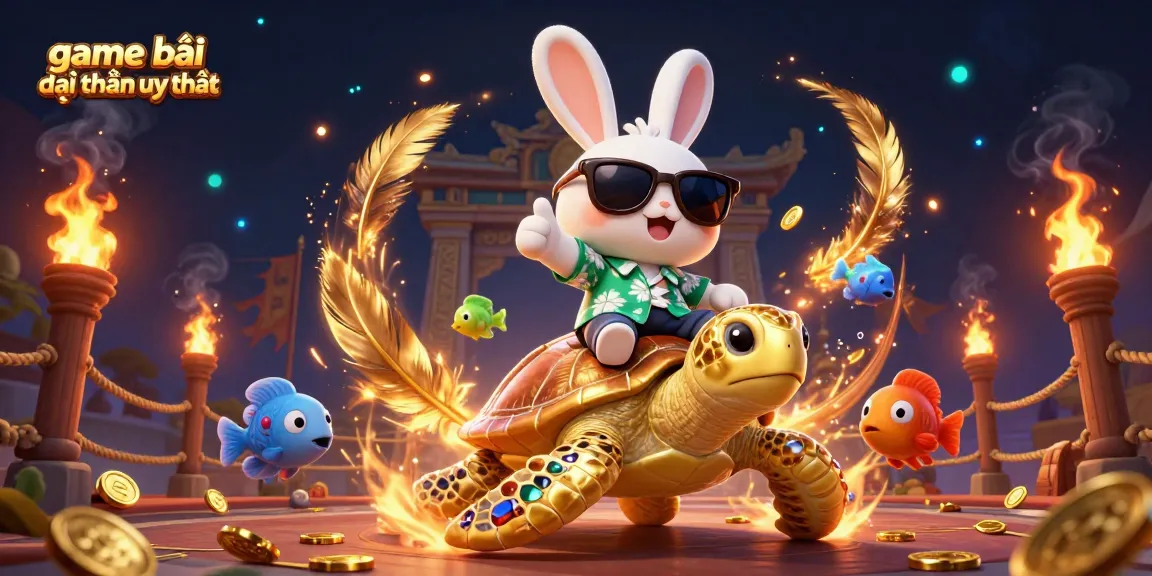 Experience game bài đổi thưởng uy tín with lucky rabbit and golden turtle in vibrant casino atmosphere.