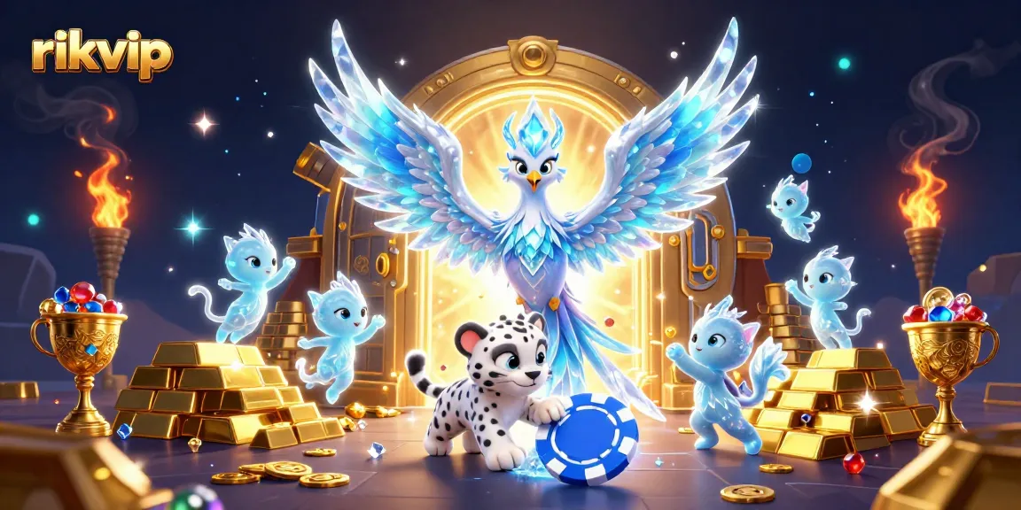 Engage in exciting gameplay at rikvip, featuring a magical ice phoenix among casino treasures.