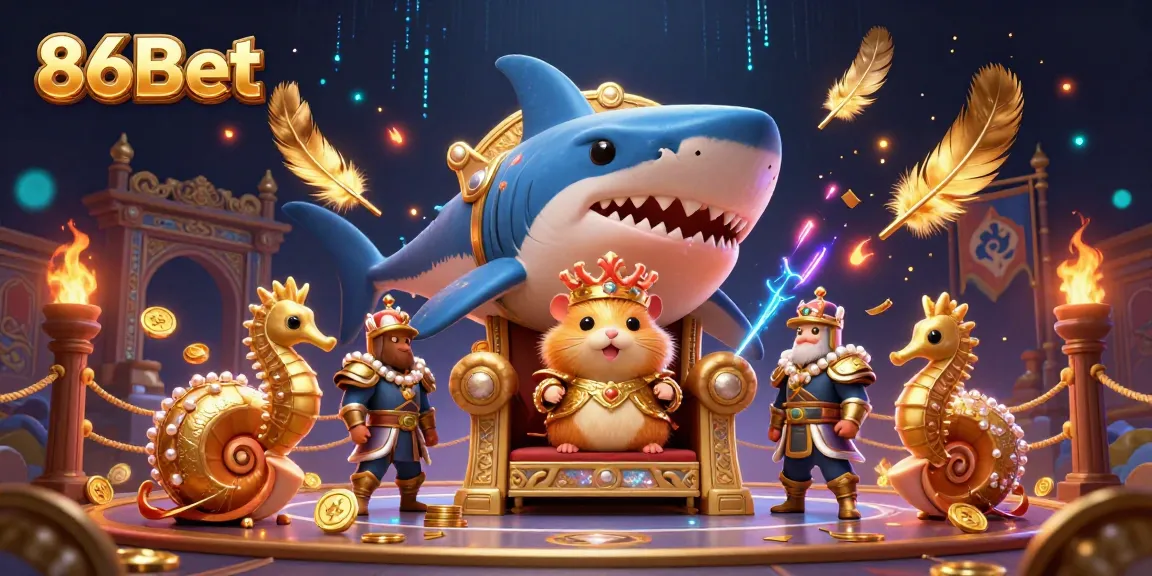 Bettors engage with thrilling 86Bet casino action in a vibrant, magical 3D scene.