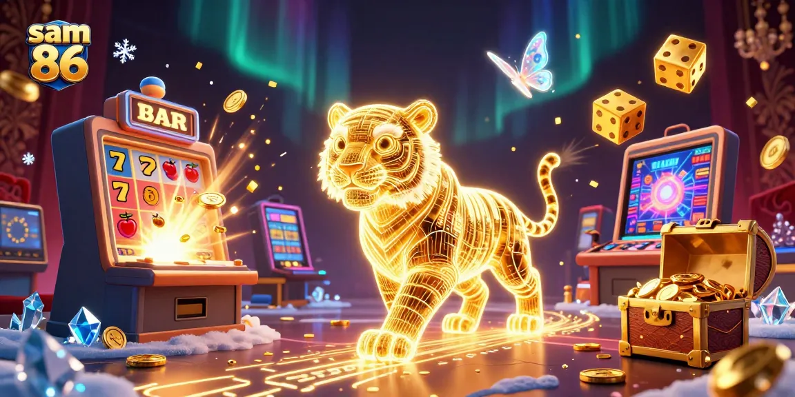 Experience thrilling gameplay at sam 86 in this vibrant digital casino scene bursting with excitement.