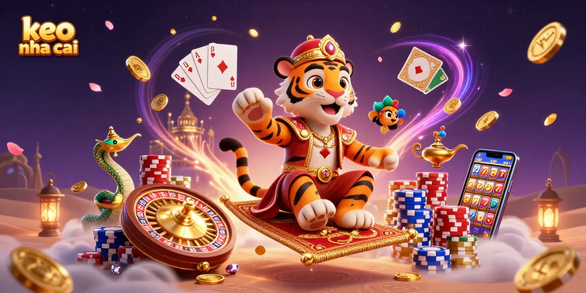 Engage with keo nha cai while enjoying dynamic casino elements featuring a tiger sultan and gold palace.
