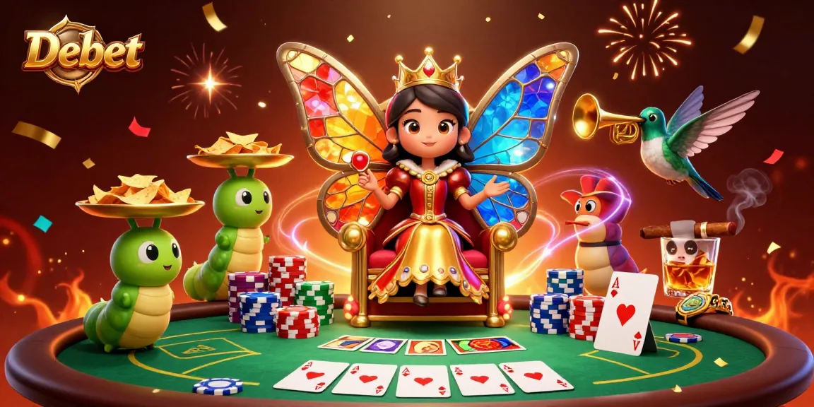 Experience the thrilling gaming atmosphere with Debet's vibrant 3D casino scene featuring a butterfly queen.