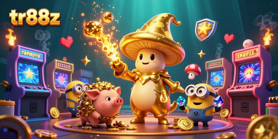 Experience high-stakes excitement with tr88z's vibrant gaming scene filled with magical treasures and dynamic elements.