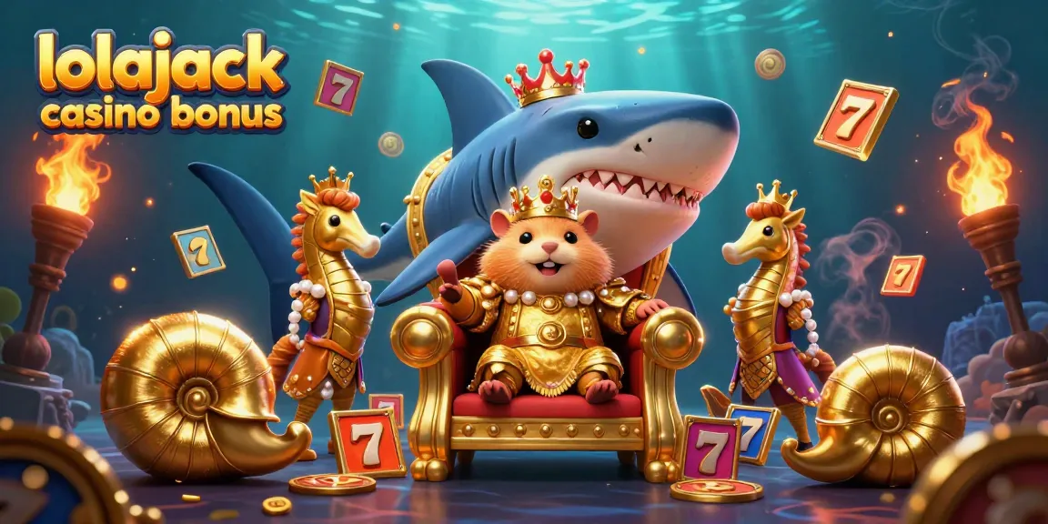 Engage with the lolajack casino bonus amidst vibrant casino-themed 3D characters and elements.