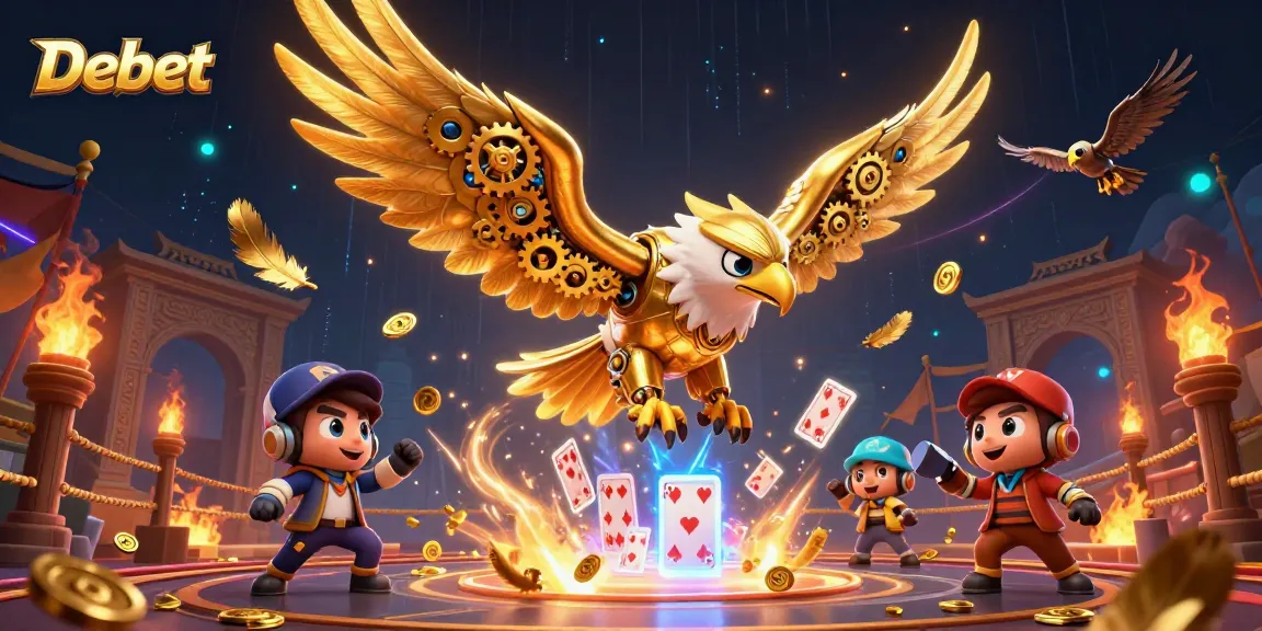 Bet and win with Debet in an electrifying 3D casino scene filled with immersive game elements.