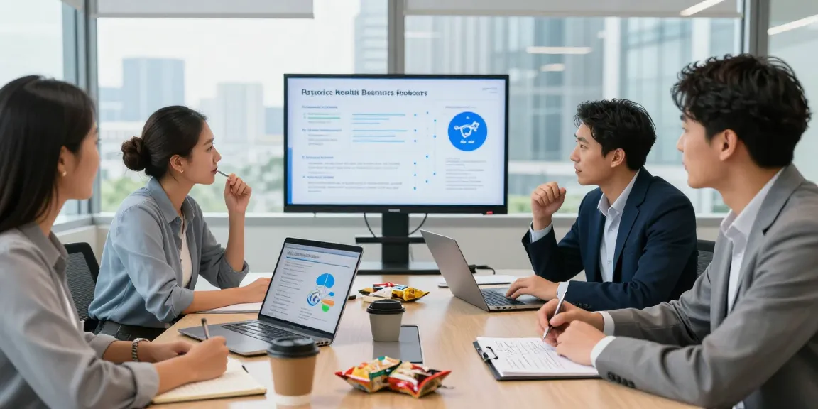Business team collaborating on bolt ons for telecom solutions in a modern office environment.