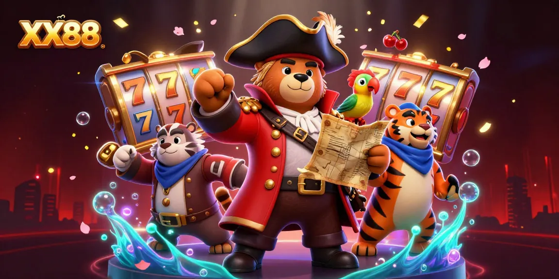 Win big at XX88 with vibrant slots and adventurous characters in a thrilling casino scene!