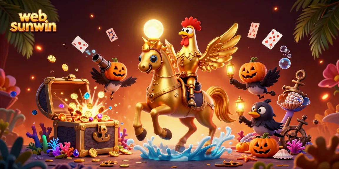 Experience the thrill of web sunwin with festive golden rooster in a vibrant casino scene.